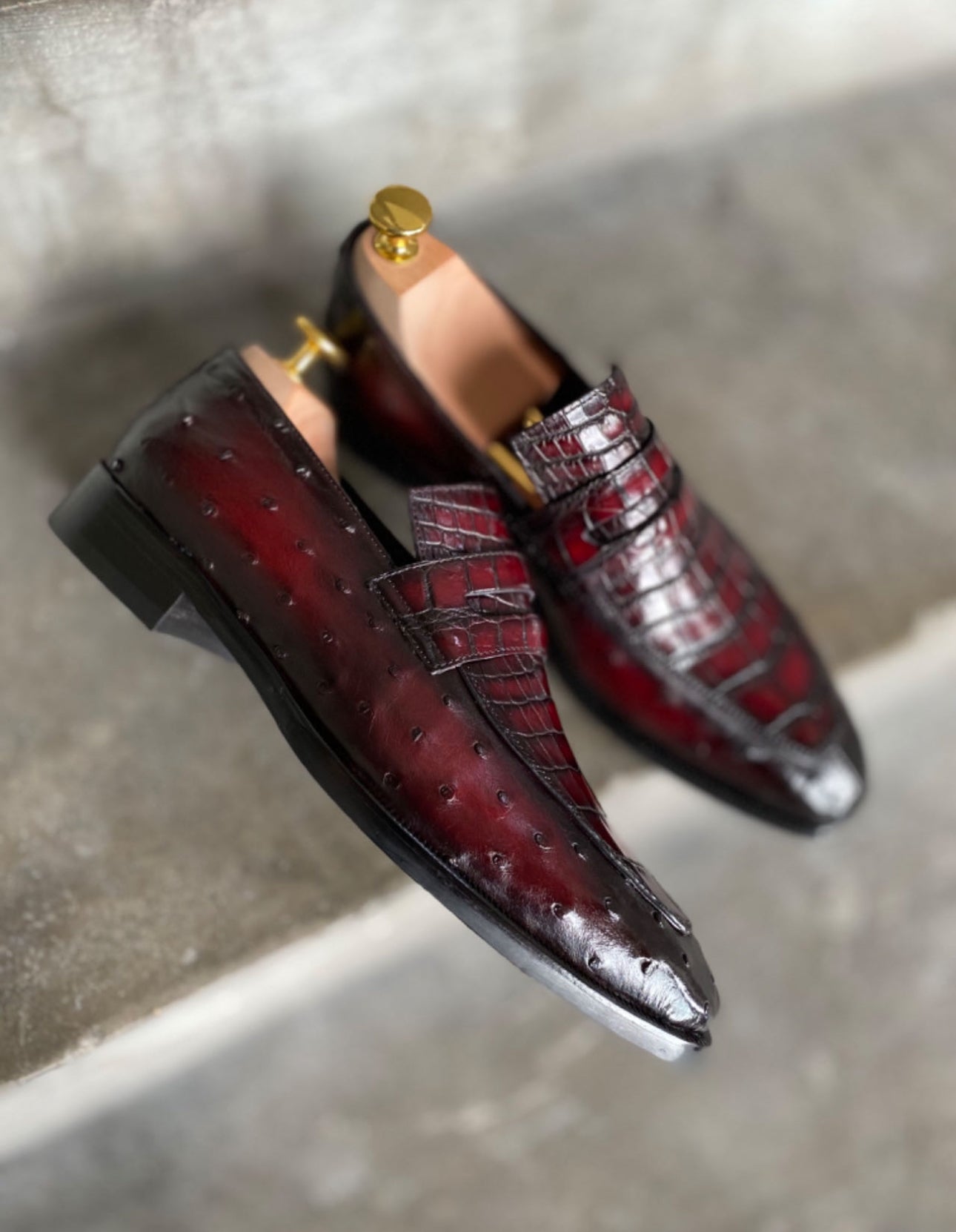 Croc & Ostrich ALEX Loafer - Alexfiveusa 