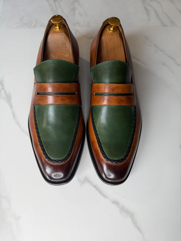 Laced Loafer (Hunter Green & Tan )