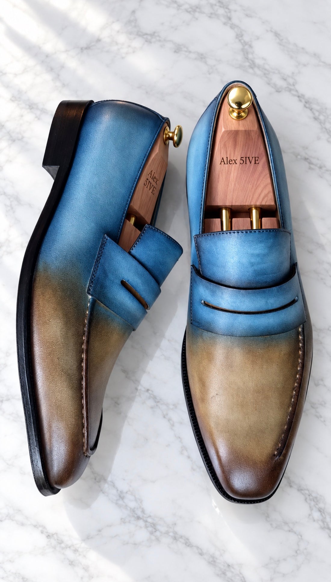 Frosted Blue /Tan loafer