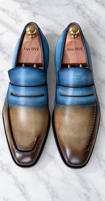 Frosted Blue /Tan loafer