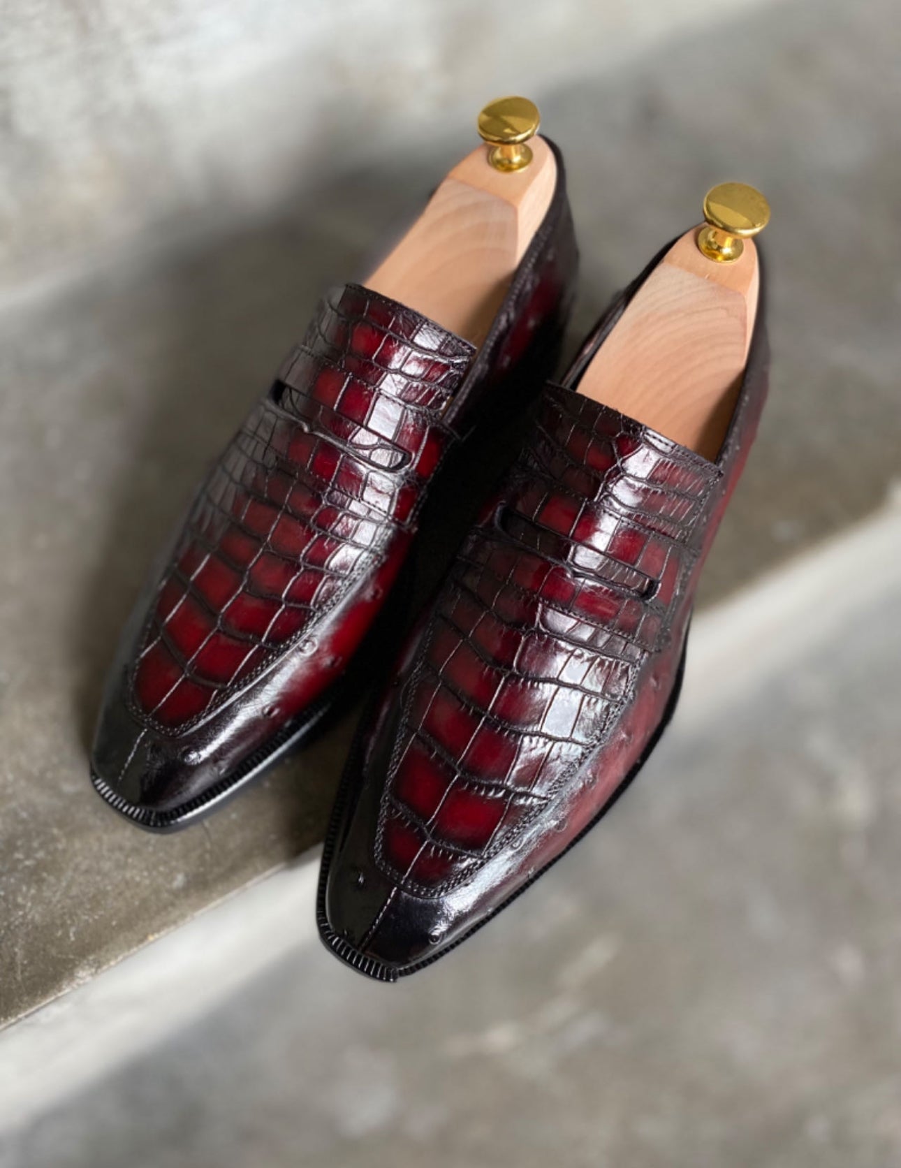 Croc & Ostrich ALEX Loafer - Alexfiveusa 