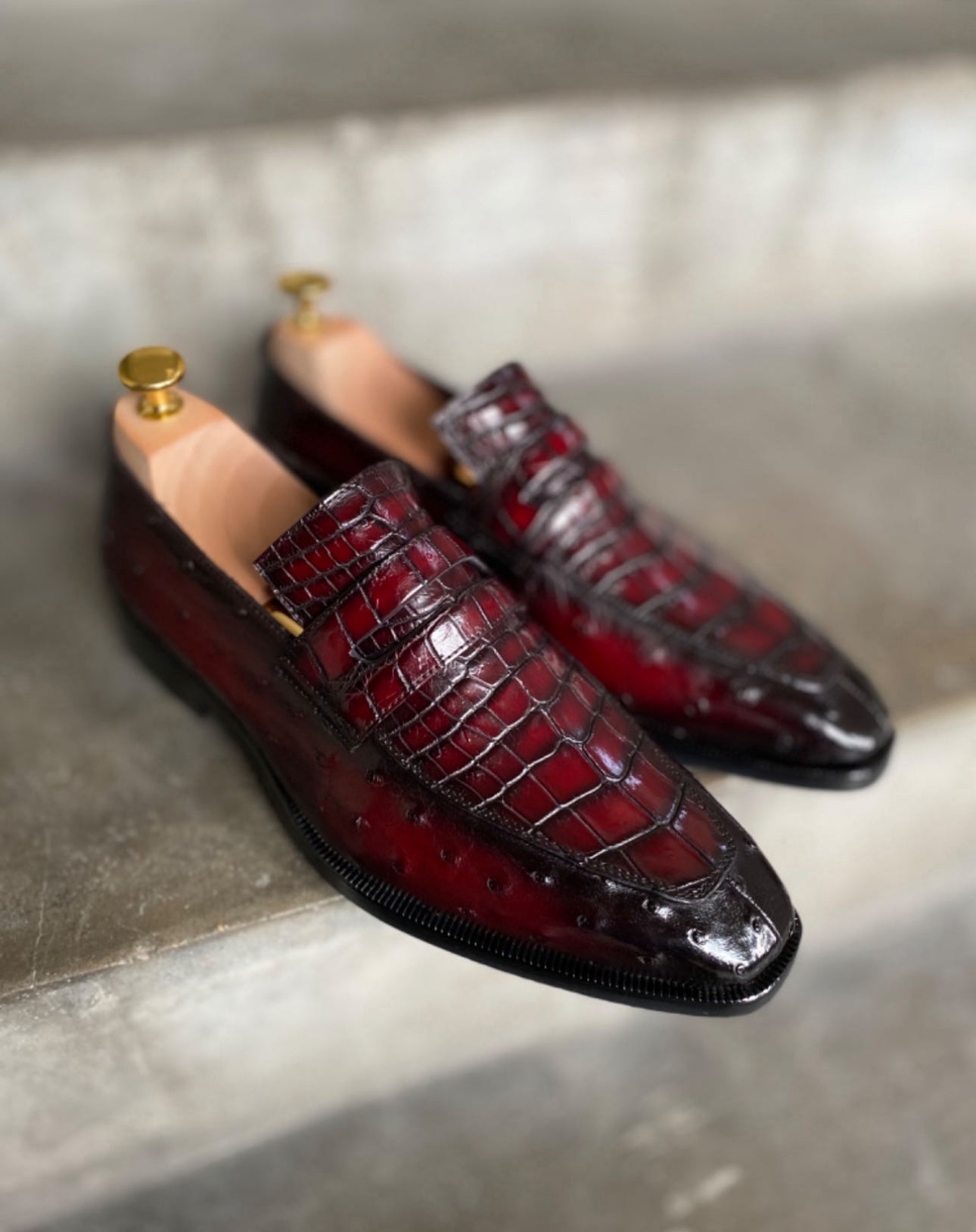 Croc & Ostrich ALEX Loafer - Alexfiveusa 